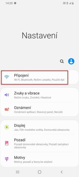 Nastavení v telefonu