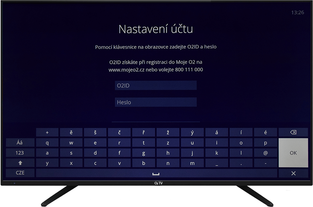 Přihlášení do O2 TV