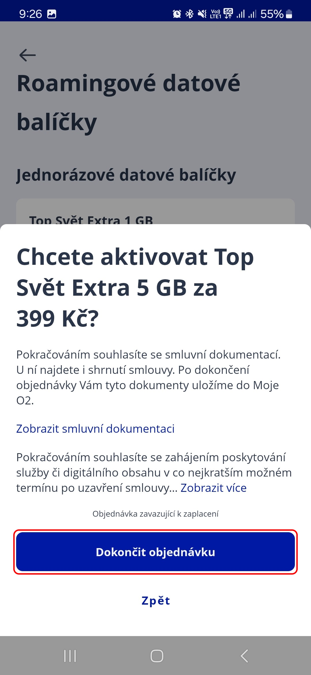 dokončení objednávky