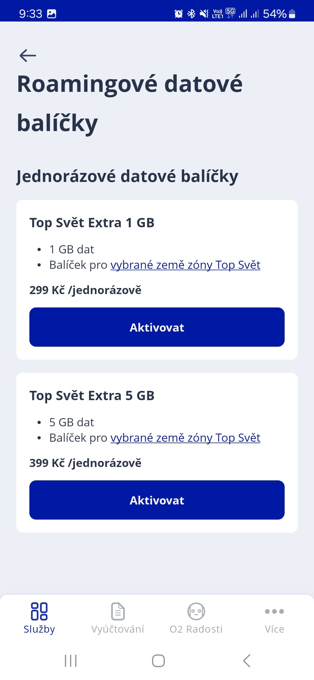 výběr balíčků